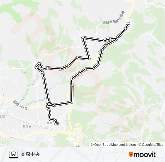天神→アスカ～フレイン→高森中央 Bus Line Map
