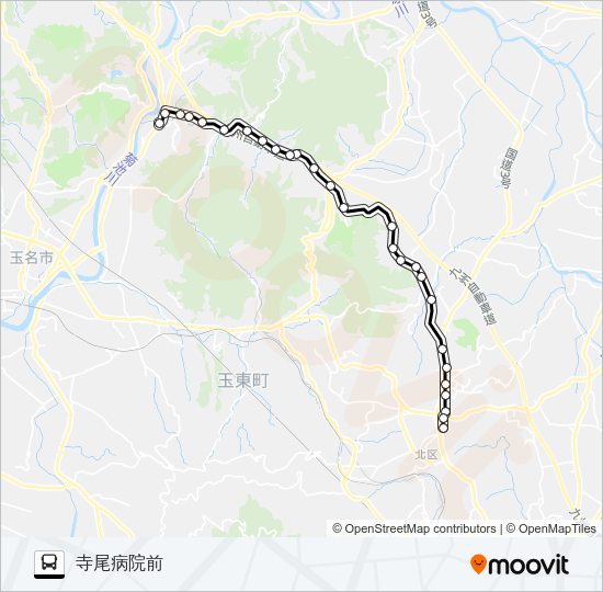 菊水ロマン館前→北谷→寺尾病院前 Bus Line Map