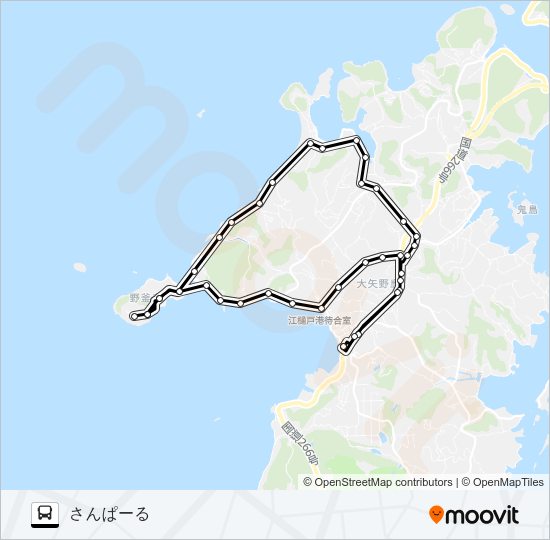 さんぱーる→南・野釜～→さんぱーる Bus Line Map