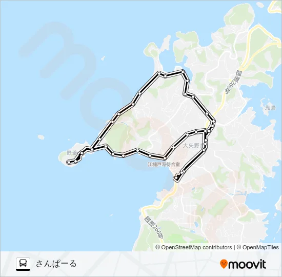 さんぱーる→南・野釜～→さんぱーる Bus Line Map
