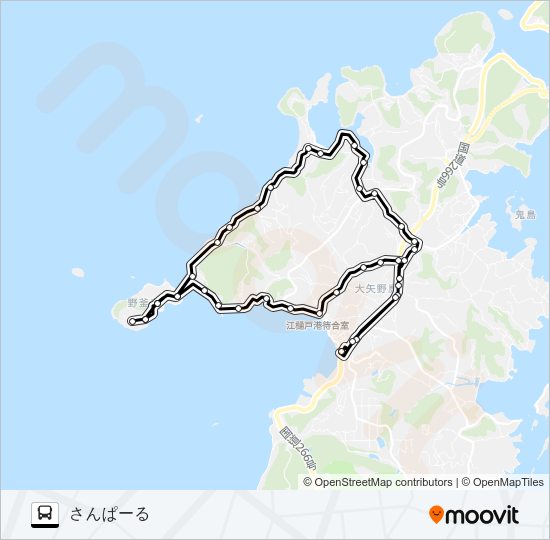 さんぱーる→～南・野釜→さんぱーる Bus Line Map