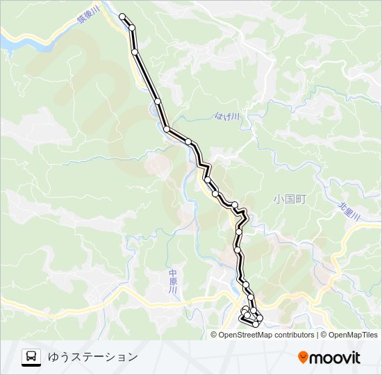 杖立→簗瀬～切原→ゆうステーション Bus Line Map