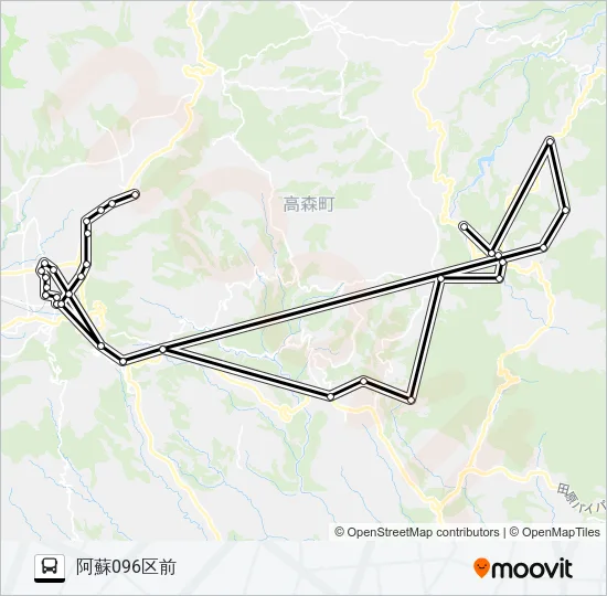 高森駅前→川上～下切→高森温泉館前 バスの路線図