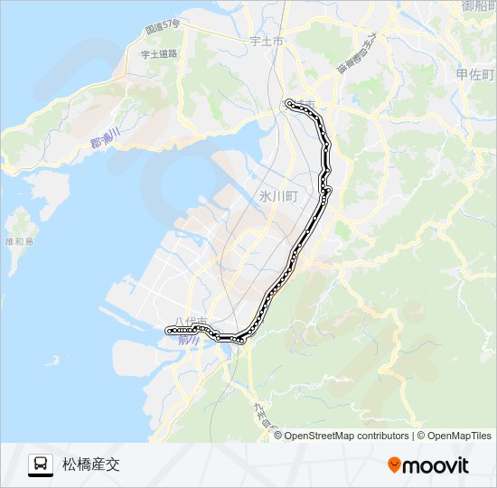 4：八代産交→八代駅～宮原→松橋産交 Bus Line Map