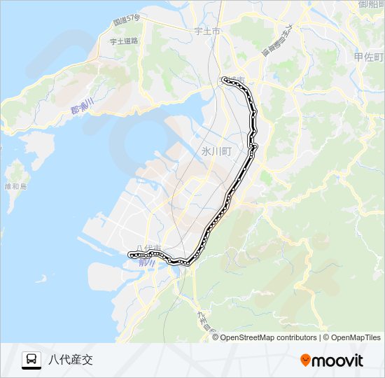 4：松橋産交→宮原～八代駅→八代産交 Bus Line Map