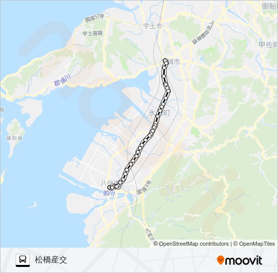 5：八代市役所前→大村～鏡→松橋産交 Bus Line Map