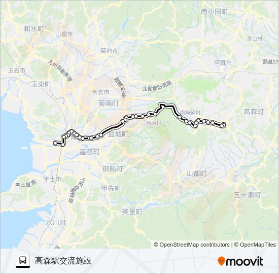 TM：西部車庫→空港→高森駅交流施設 Bus Line Map