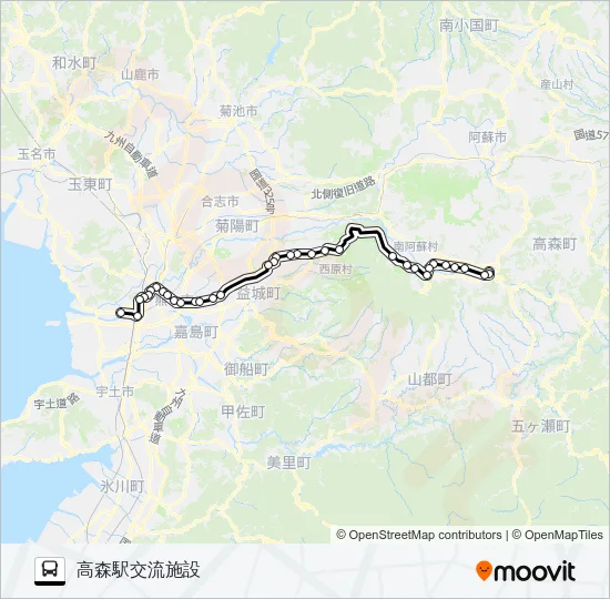 TM：西部車庫→空港→高森駅交流施設 バスの路線図