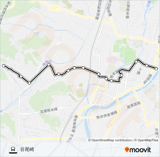 U4-2：水道町→新町～戸坂→谷尾崎 Bus Line Map