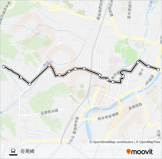 U4-2：水道町→新町～戸坂→谷尾崎 バスの路線図