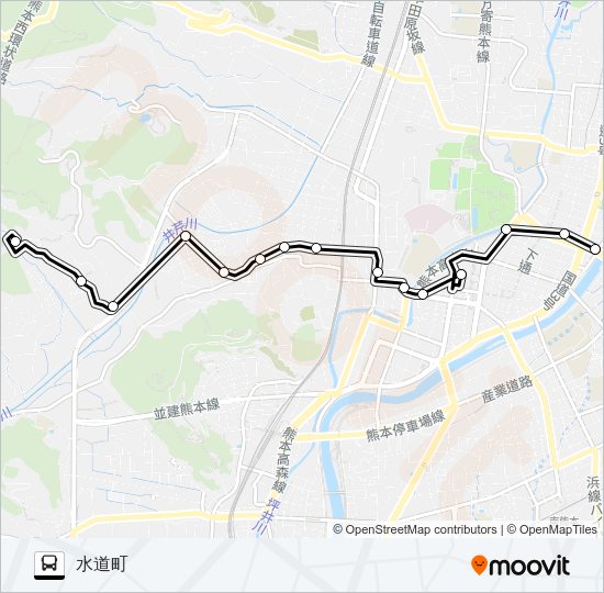 U4-2：谷尾崎→戸坂～新町→水道町 Bus Line Map
