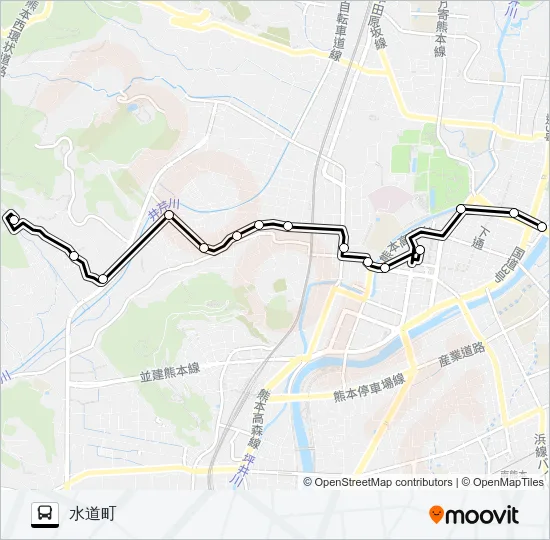 U4-2：谷尾崎→戸坂～新町→水道町 Bus Line Map