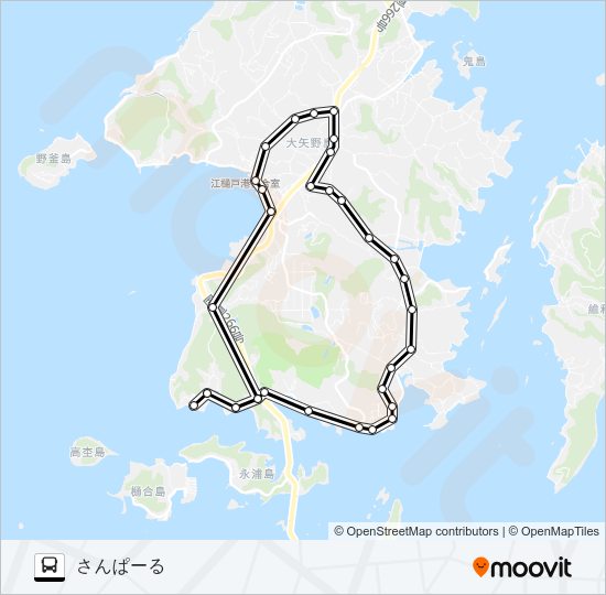 さんぱーる→瀬高～漁協前→さんぱーる Bus Line Map