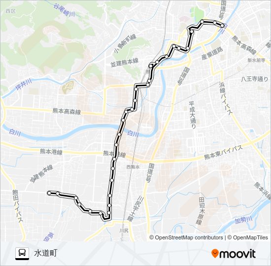 S4-9：JA飽田支所前→白藤→水道町 Bus Line Map