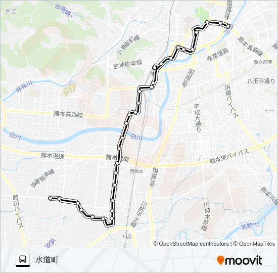 S4-9：JA飽田支所前→白藤→水道町 バスの路線図