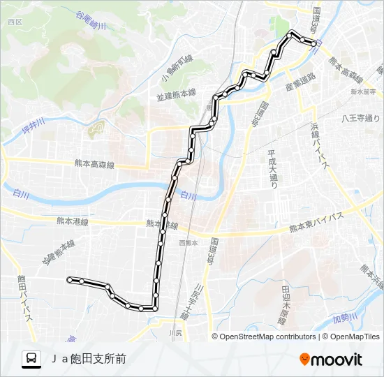 S4-9：水道町→白藤→JA飽田支所前 バスの路線図