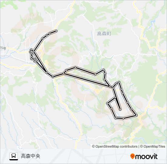 阿蘇０９６区前→埋立～山の口→高森中央 Bus Line Map