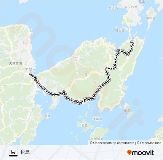 12：本渡バスセンター→浦～教良木→松島 Bus Line Map