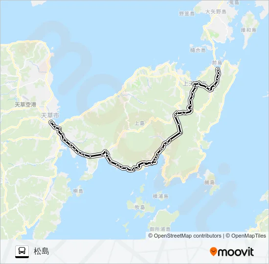 12：本渡バスセンター→浦～教良木→松島 バスの路線図