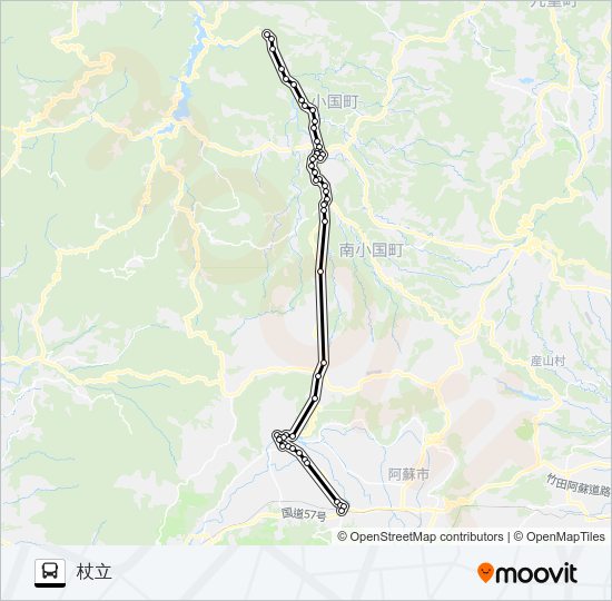 7：阿蘇駅前→唐笠松～ステーション→杖立 Bus Line Map