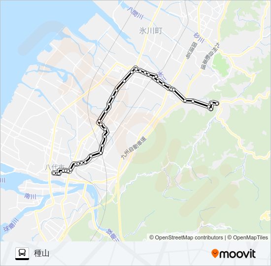 8：八代市役所前→労災病院～鏡本町→種山 Bus Line Map
