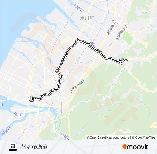 8：種山→鏡本町～労災病院→八代市役所前 Bus Line Map
