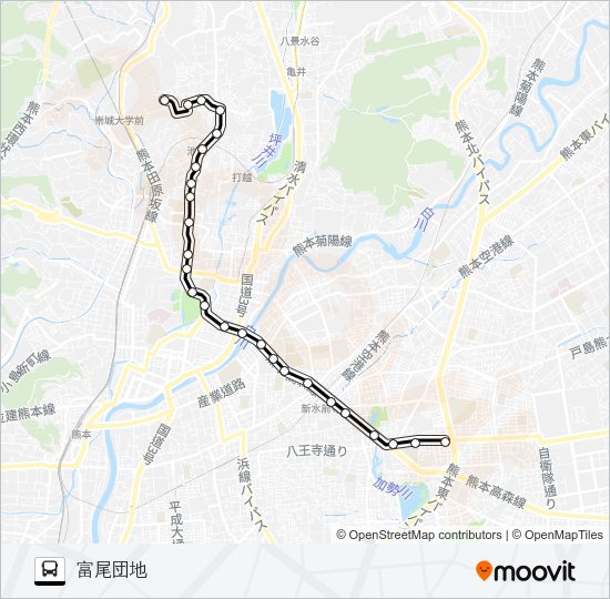A1-1：北窪→県庁～京町本丁→富尾団地 Bus Line Map