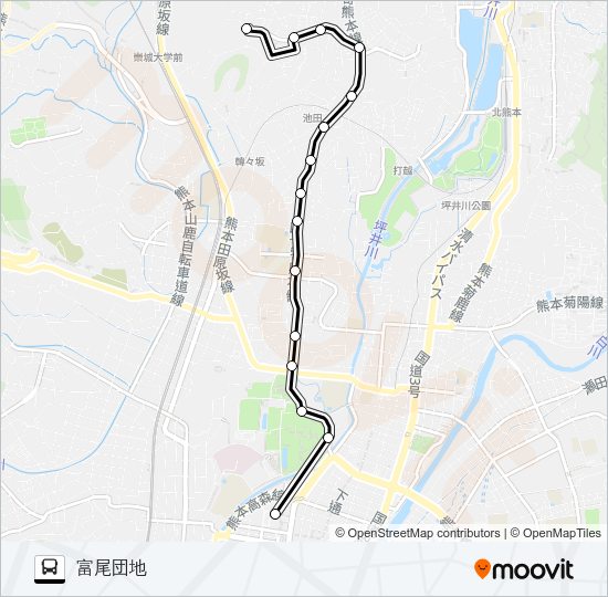 A1-1：桜町バスターミナル→→富尾団地 Bus Line Map