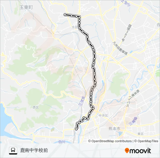 A3-1：田崎橋→京町～植木→鹿南中学校 バスの路線図