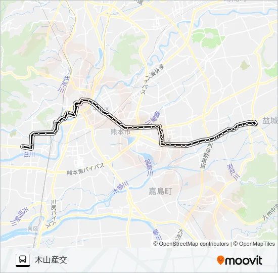 K3-3/T3-0：西部車庫→県庁→木山 バスの路線図