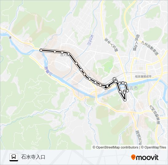 人吉産交→医療センター～下林→石水寺入口 Bus Line Map