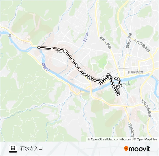 人吉産交→医療センター～下林→石水寺入口 バスの路線図