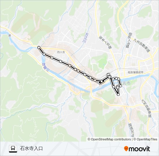 人吉産交→医療センター～中神→石水寺入口 Bus Line Map