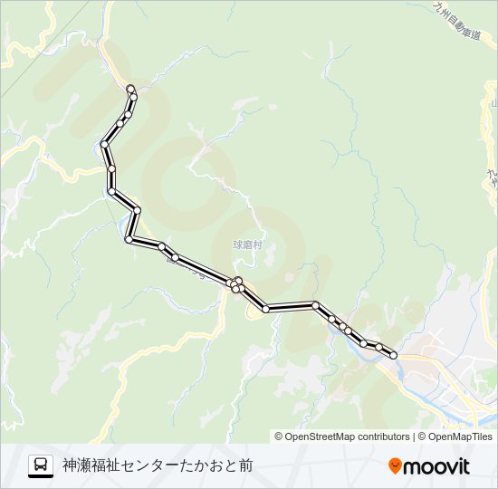石水寺入口→→神瀬福祉センターたかおと前 Bus Line Map