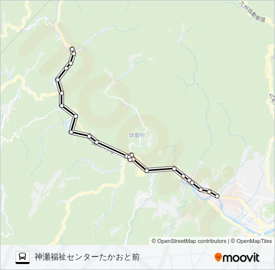 石水寺入口→→神瀬福祉センターたかおと前 バスの路線図
