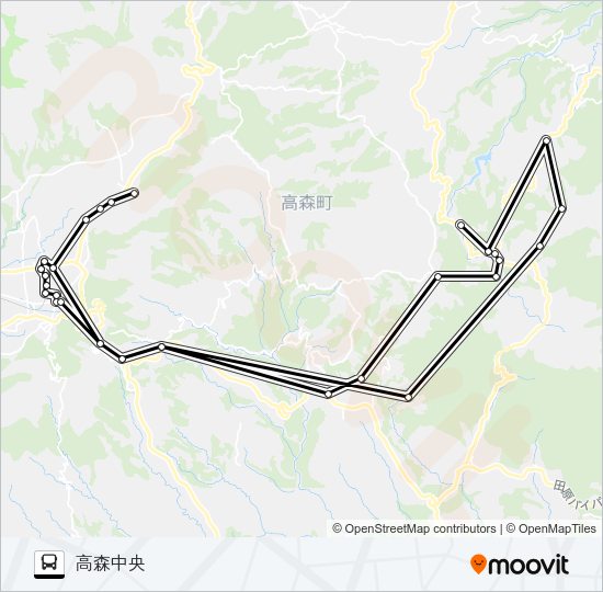 阿蘇０９６区前→アスカ～朋遊館→高森中央 Bus Line Map