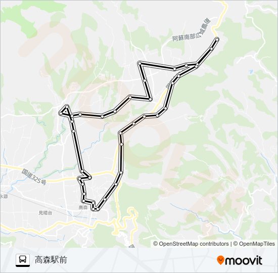 高森町役場前→フレイン～アスカ→高森駅前 Bus Line Map