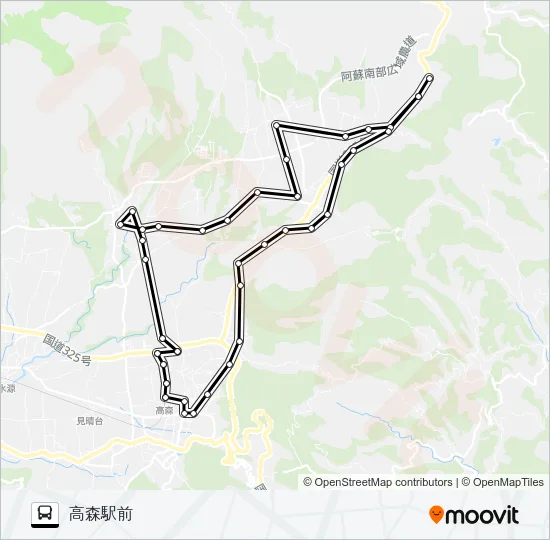 高森町役場前→フレイン～アスカ→高森駅前 Bus Line Map