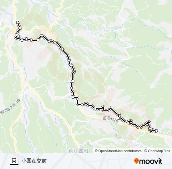 黒川→小国中央～ステーション→小国産交前 Bus Line Map