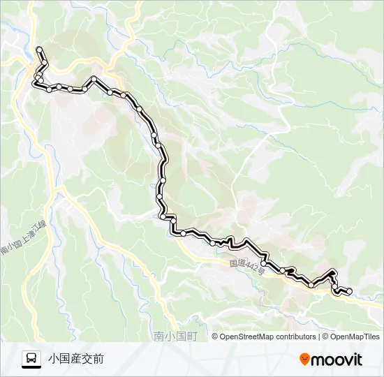 黒川→小国中央～ステーション→小国産交前 バスの路線図