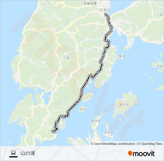 51：本渡バスセンター→楠浦～上平→山の浦 Bus Line Map