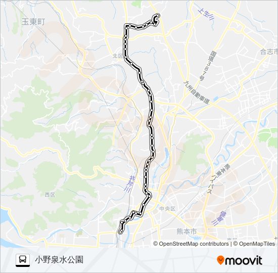 A4-2：田崎橋→京町～植木→小野泉水公園 Bus Line Map