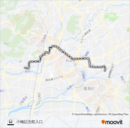 K3-1/T3-0：西部車庫→県庁→沼山津 Bus Line Map