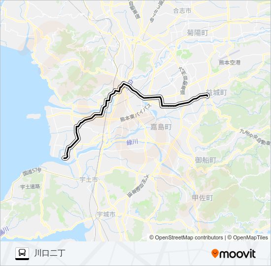 K3-3/S4-3：木山→県庁～野口→川口 Bus Line Map