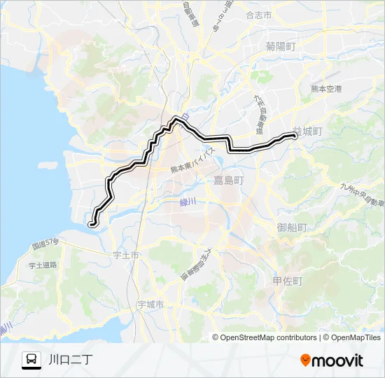 K3-3/S4-3：木山→県庁～野口→川口 バスの路線図