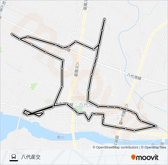 L2：八代産交→左廻り～田中北町→八代産交 Bus Line Map