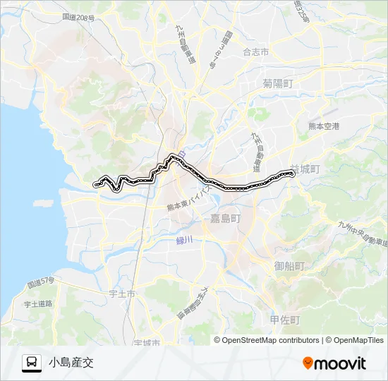 L6-3/T2-1：木山→健軍～西高→小島 Bus Line Map