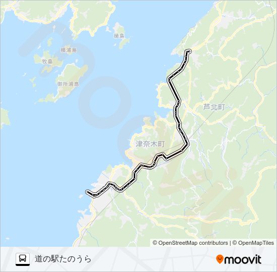 1：水俣産交→津奈木駅～佐敷→道の駅たのうら Bus Line Map