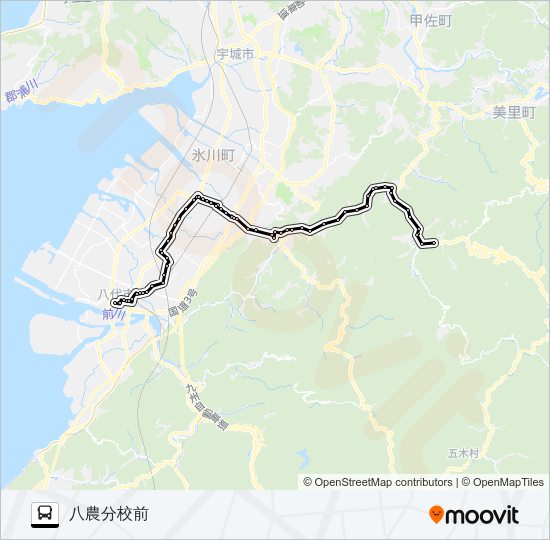 9：八代市役所前→労災病院～種山→八農分校前 Bus Line Map