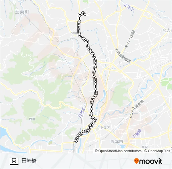 A4-1：植木駐車場→植木～京町本丁→田崎橋 バスの路線図